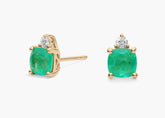 Travolia Luxe Cushion Cut Lab Emerald and Lab Diamond Earrings Gold